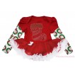 Christmas Max Style Long Sleeve Red Baby Bodysuit Red White Pettiskirt & Sparkle Rhinestone Christmas Stocking Print JS4851